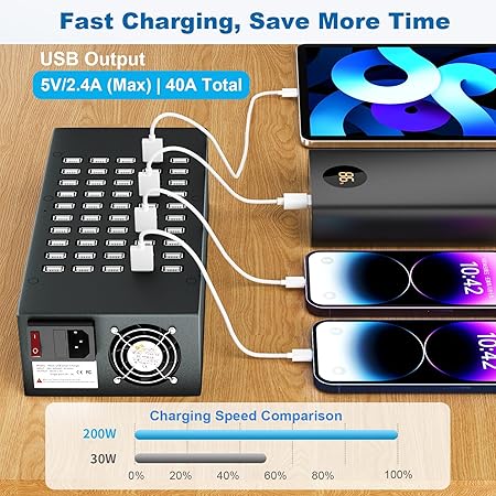 50-Port 200 W USB Charging Station ©