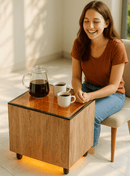 Denol LED‑Illuminated Wood & Glass Display Coffee Table