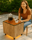 Denol LED‑Illuminated Wood & Glass Display Coffee Table